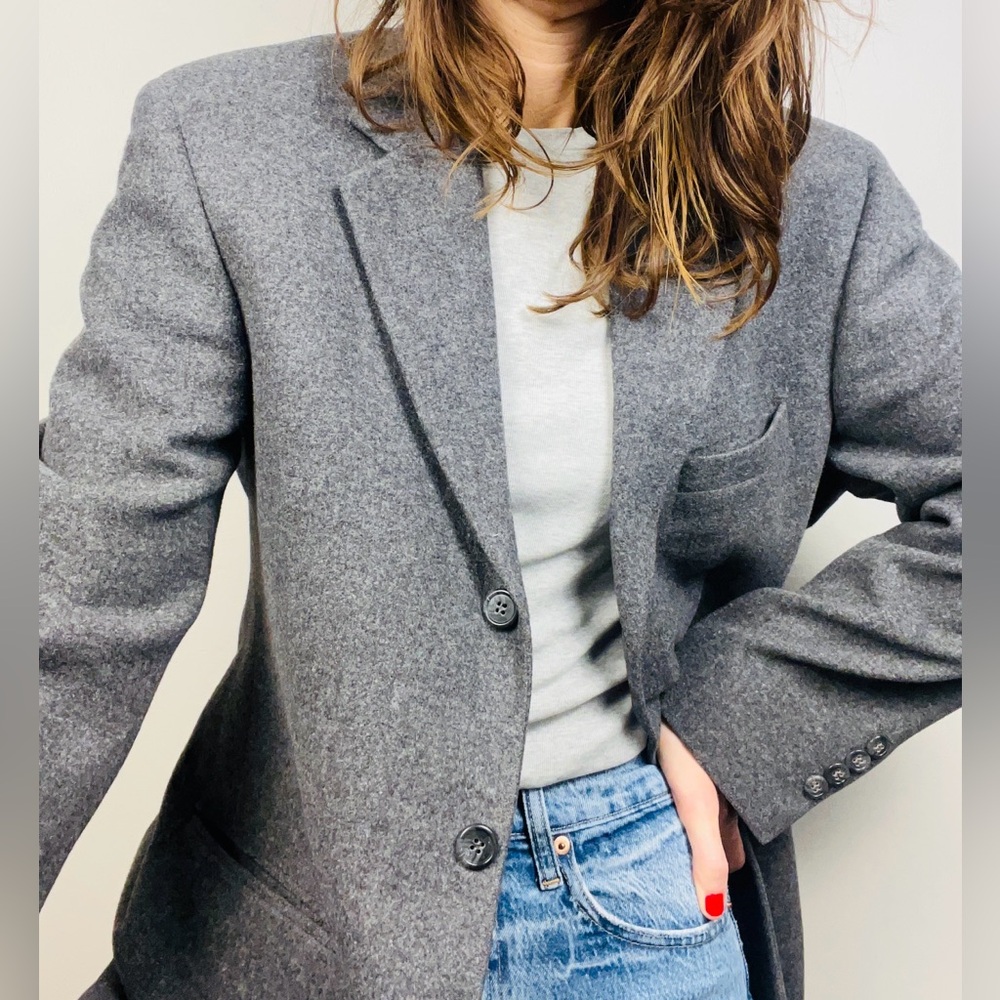 Vintage Bill Blass Camel Hair Grey Blazer | Single-Breasted | Size See Photos